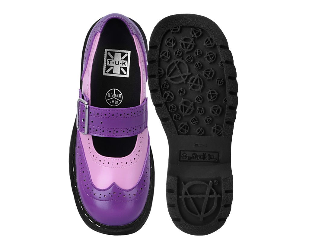 T2352 Pink & Purple Brogue Mary Jane