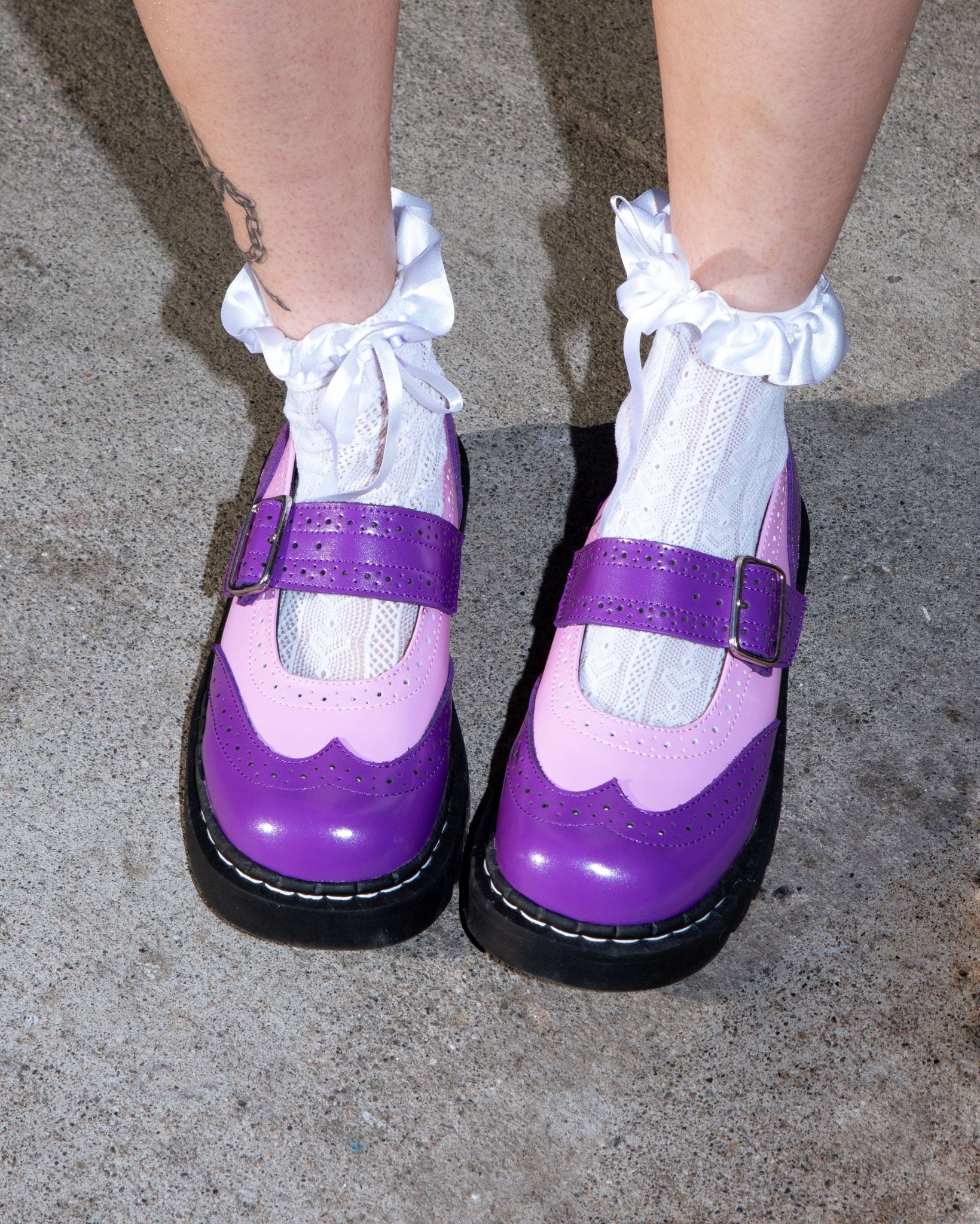 T2352 Pink & Purple Brogue Mary Jane