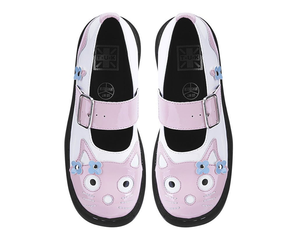 T2367 Pink & White Flower TUKskin Kitty Mary Jane