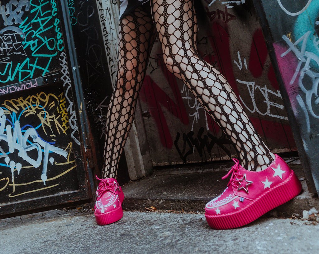 Pink & White Star Viva Mondo Creeper - T.U.K.V3265-03
