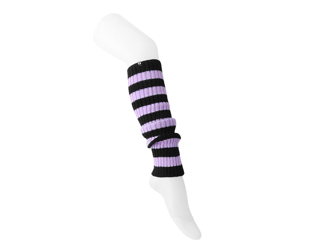 TSK1161 Purple & Black Stripe Knit Leg Warmer TSK1161-OS