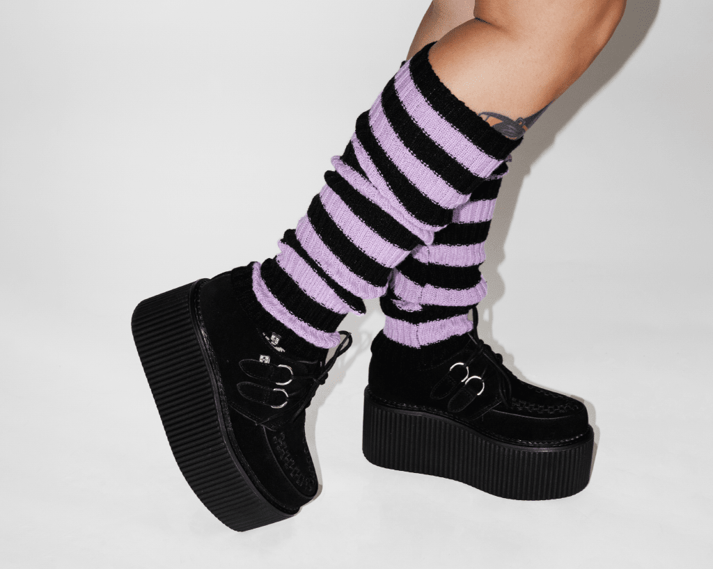 TSK1161 Purple & Black Stripe Knit Leg Warmer TSK1161-OS
