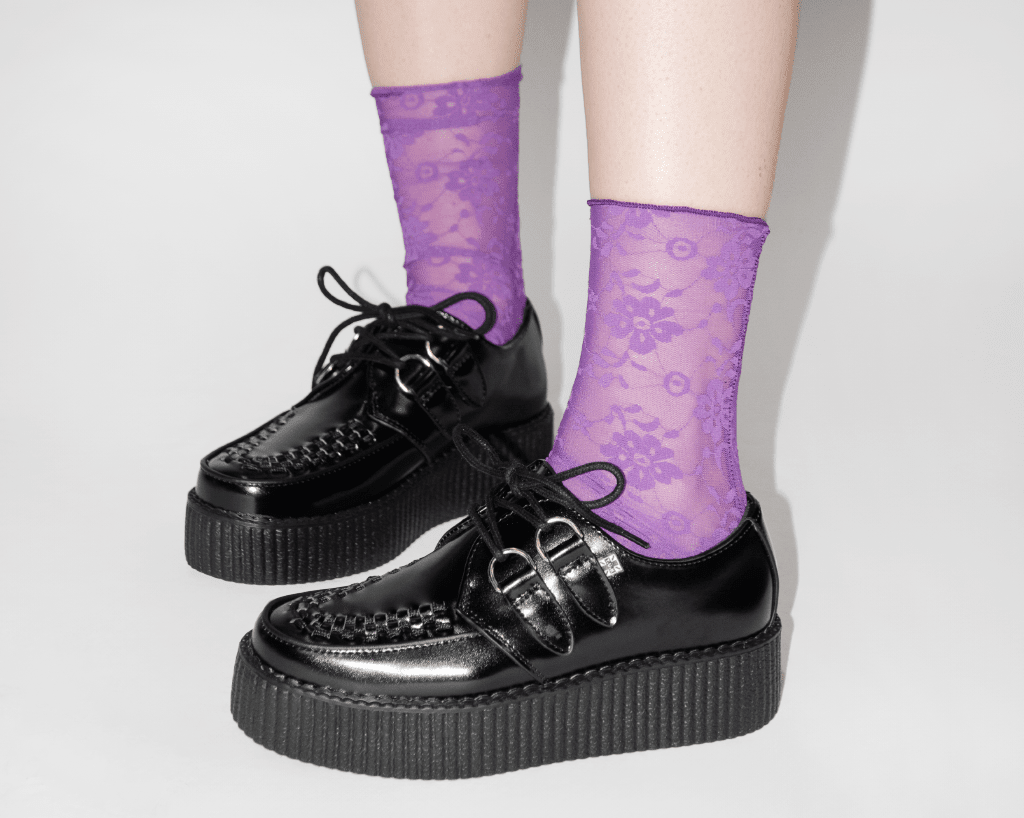 TSK1168 Purple Floral Mesh Sock TSK1168-OS