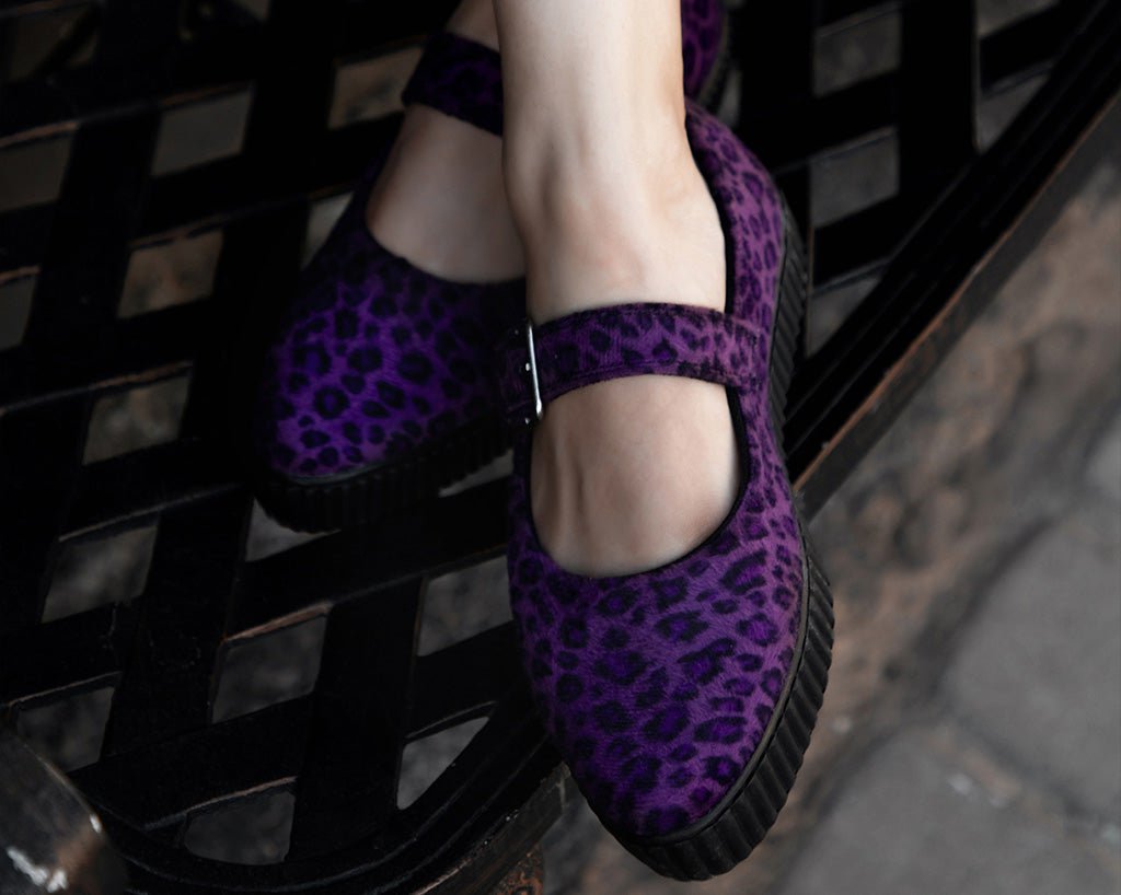 A3376L Purple Leopard Pointed EZC Mary Jane