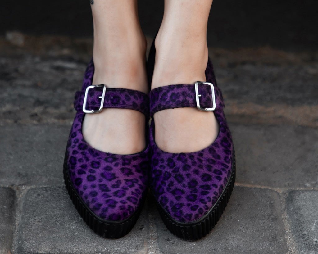A3376L Purple Leopard Pointed EZC Mary Jane
