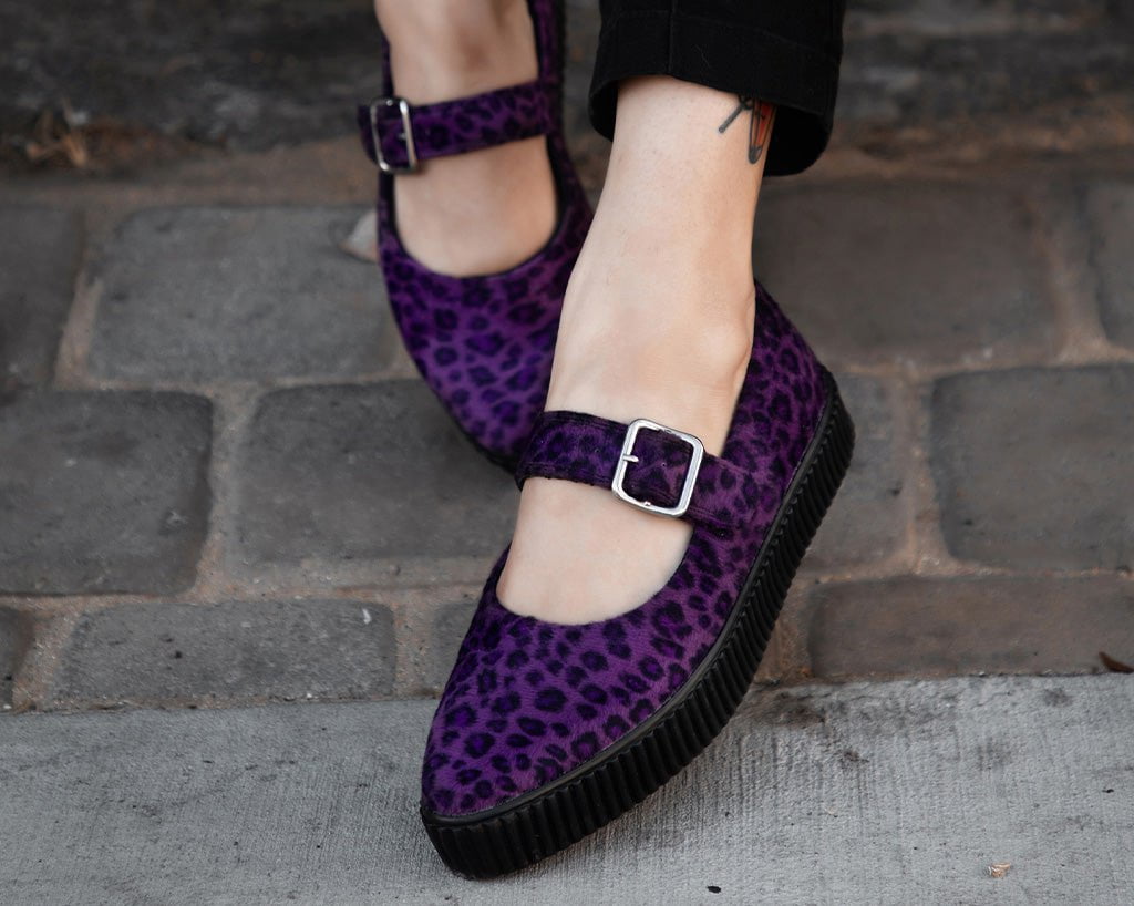 A3376L Purple Leopard Pointed EZC Mary Jane