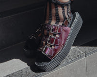V3198L Purple Metallic 3-Buckle Mondo Sandal