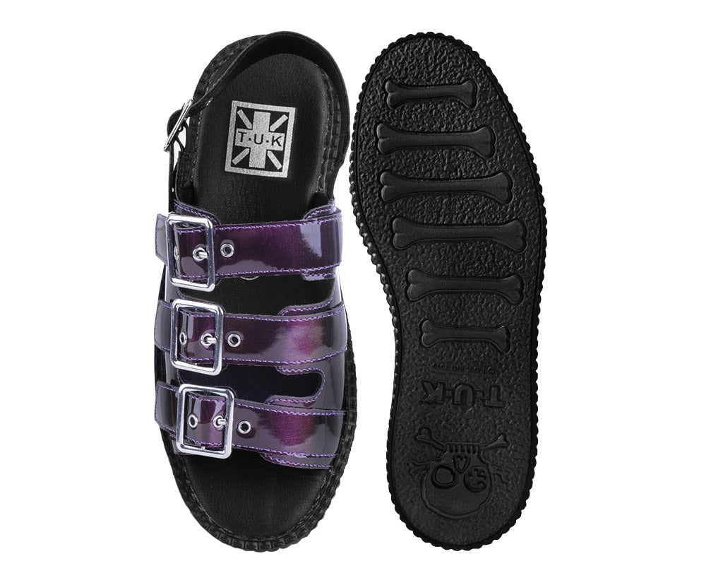 V3198L Purple Metallic 3-Buckle Mondo Sandal