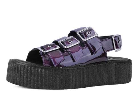 V3198L Purple Metallic 3-Buckle Mondo Sandal