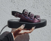 V3198L Purple Metallic 3-Buckle Mondo Sandal