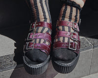V3198L Purple Metallic 3-Buckle Mondo Sandal
