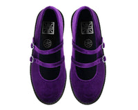 F3437L Purple Velvet 2-Strap Mary Jane