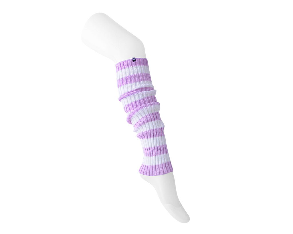 TSK1162 Purple & White Stripe Knit Leg Warmer TSK1162-OS