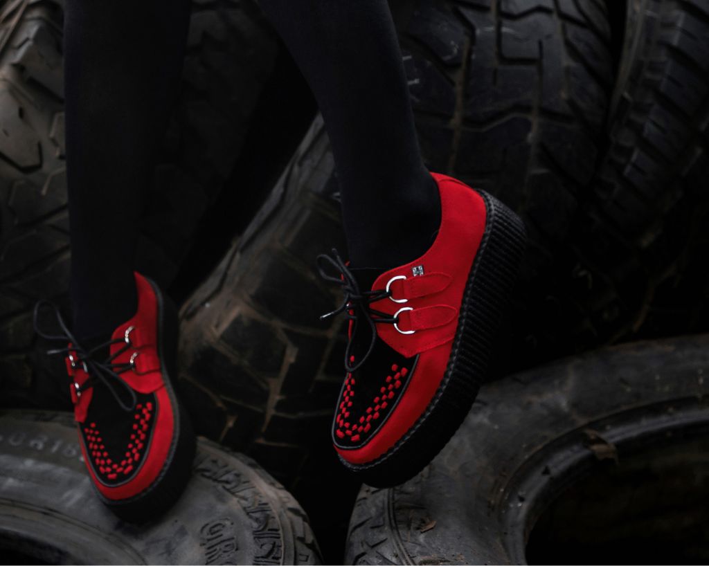 Red & Black Suede Viva Mondo Creeper - T.U.K.V3340-03