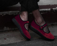 F3214L Red Corduroy Viva Low Mary Jane