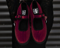 F3214L Red Corduroy Viva Low Mary Jane