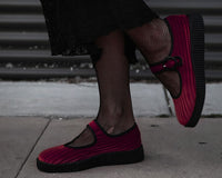 F3214L Red Corduroy Viva Low Mary Jane