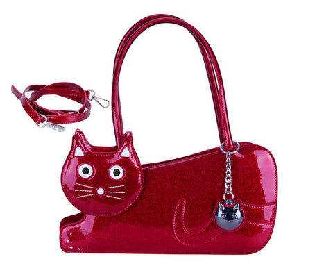 Red Glitter Kitty Handbag - T.U.K.BG15-OS