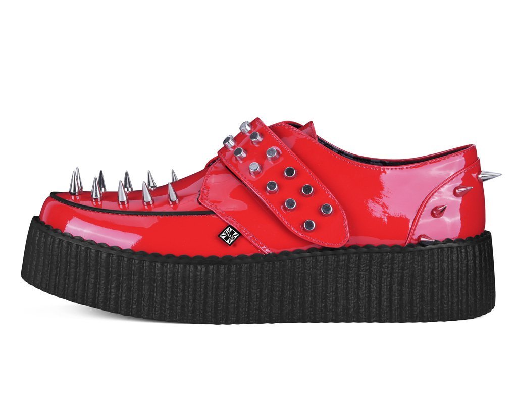 Red Patent Spike Studded Viva Mondo Creeper - T.U.K.V3507-03