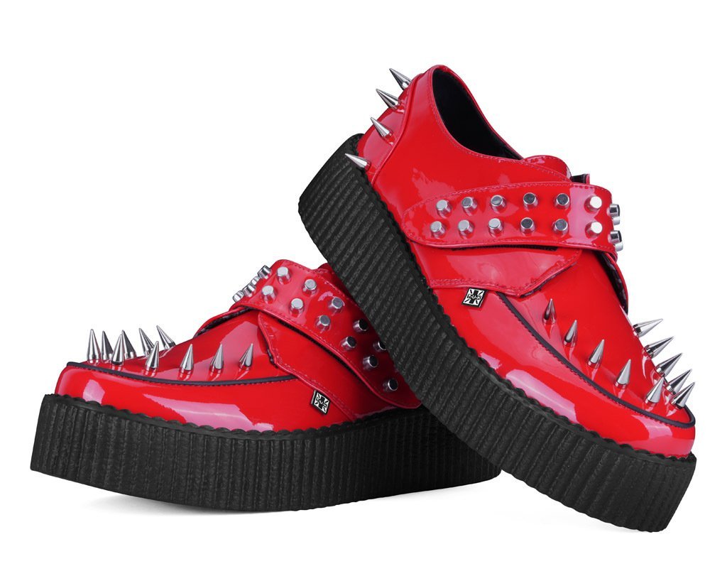 Red Patent Spike Studded Viva Mondo Creeper - T.U.K.V3507-03