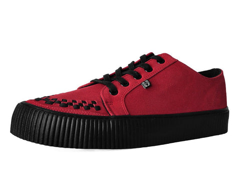 A3316 Red Suede Lace-Up Creeper Sneaker