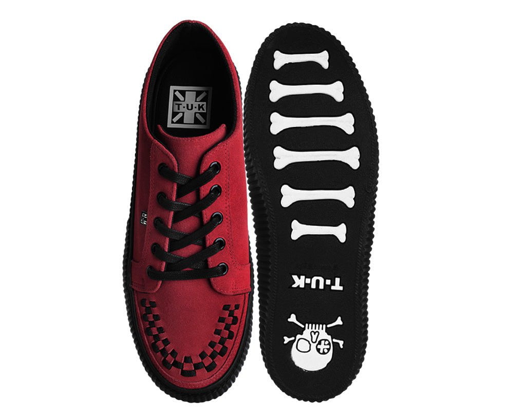 A3316 Red Suede Lace-Up Creeper Sneaker