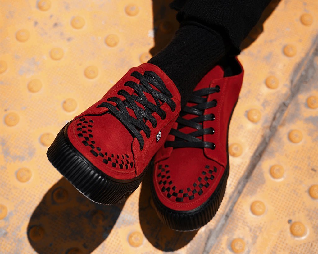 A3316 Red Suede Lace-Up Creeper Sneaker