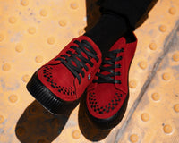 A3316 Red Suede Lace-Up Creeper Sneaker