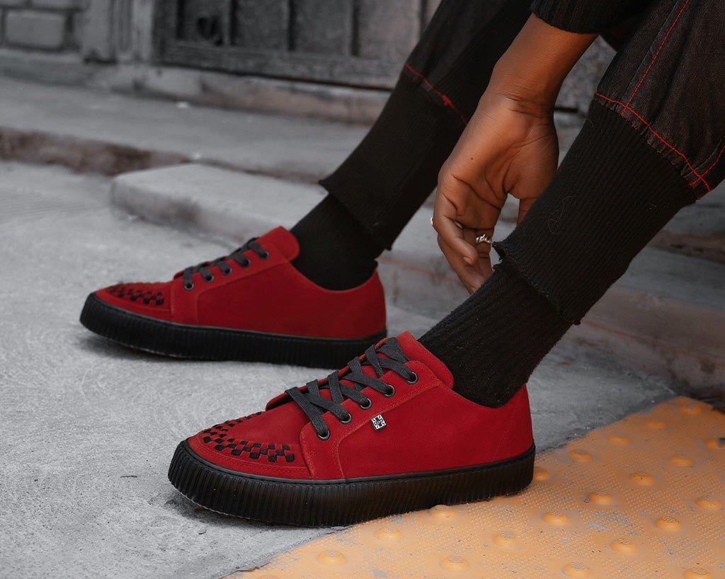 A3316 Red Suede Lace-Up Creeper Sneaker