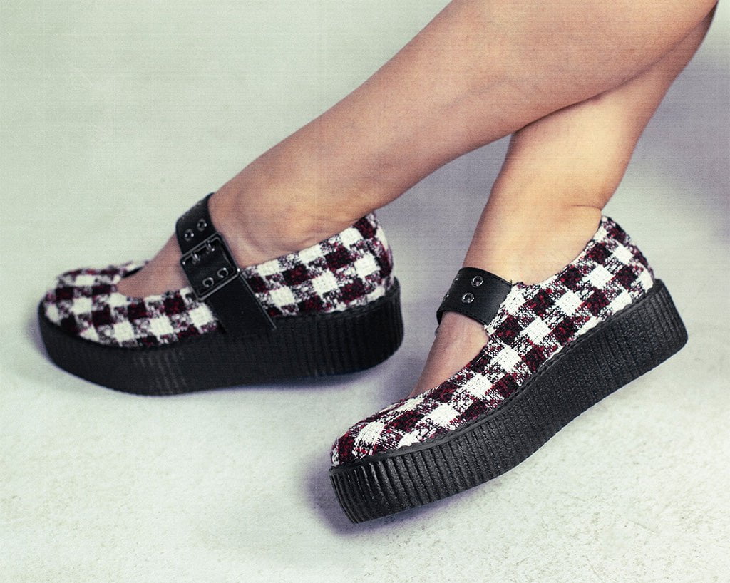 V3278L Red & White Checkered Mondo Mary Jane