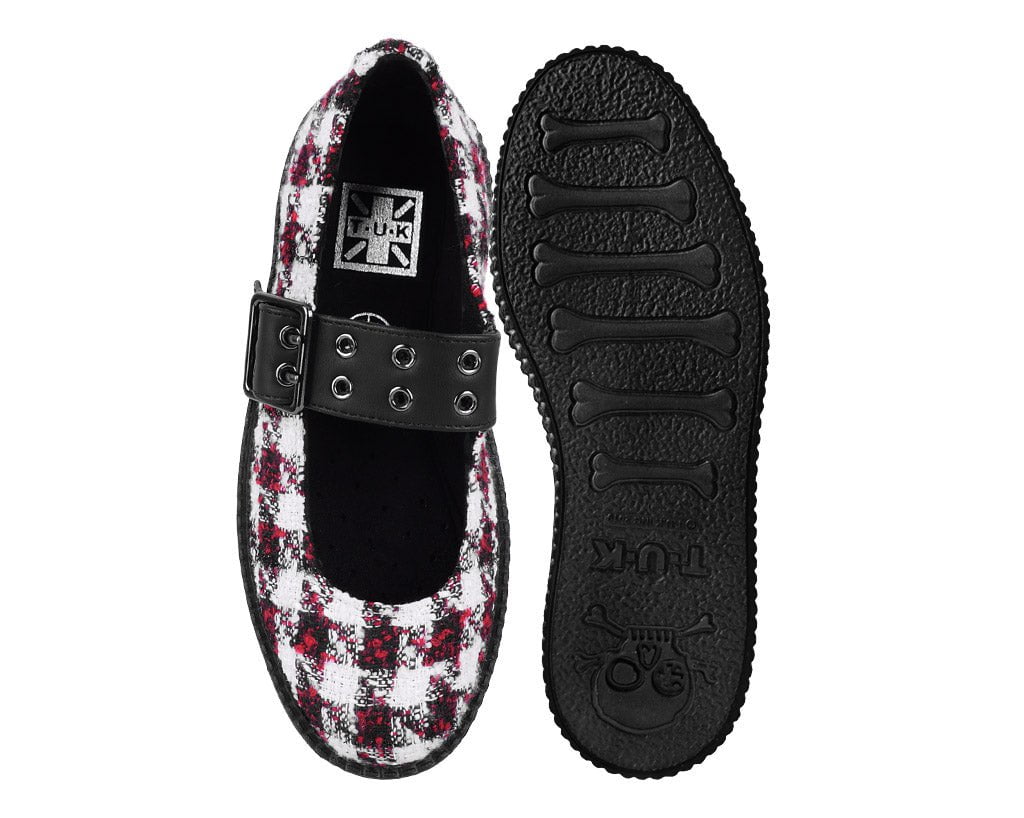 V3278L Red & White Checkered Mondo Mary Jane