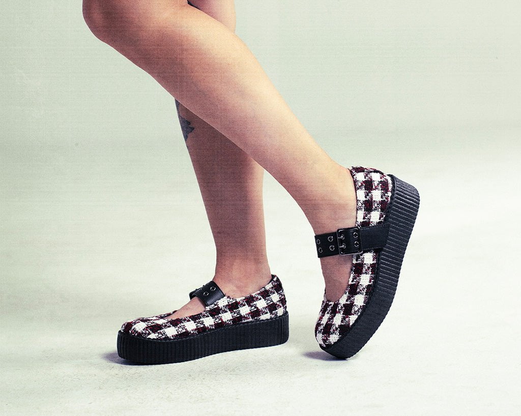 V3278L Red & White Checkered Mondo Mary Jane
