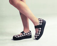 V3278L Red & White Checkered Mondo Mary Jane