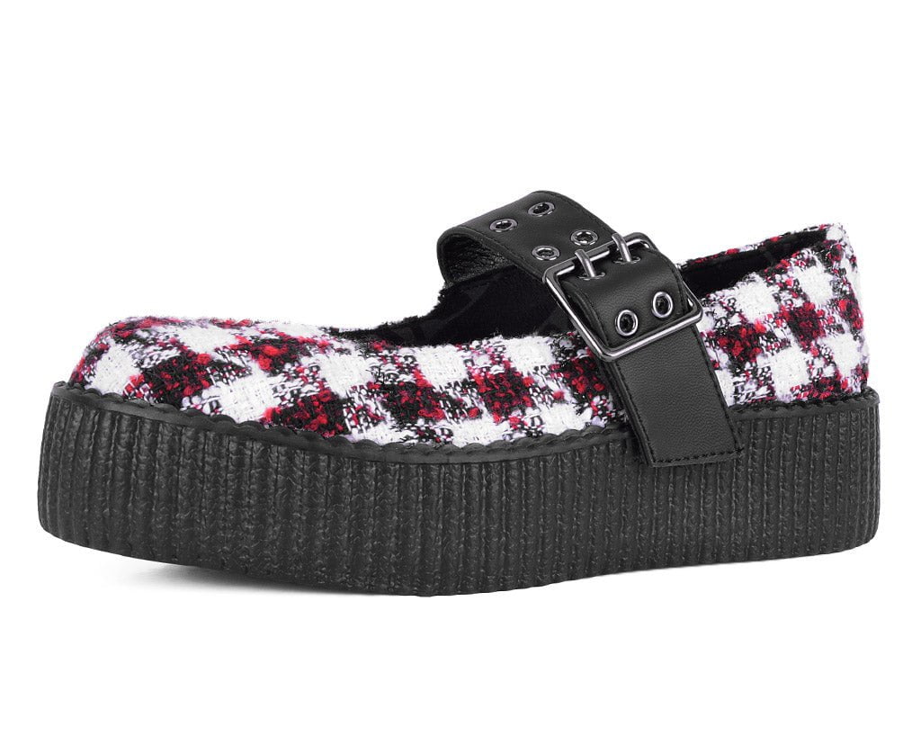 V3278L Red & White Checkered Mondo Mary Jane