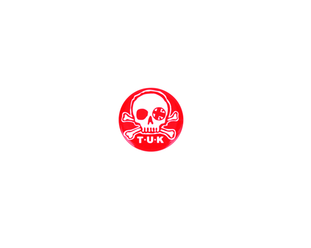 P0066 Red & White Skull Logo Pin P0066-OS