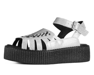 Silver Vinyl Glitter Interlace Viva Mondo Sandal - T.U.K.V3491L-05
