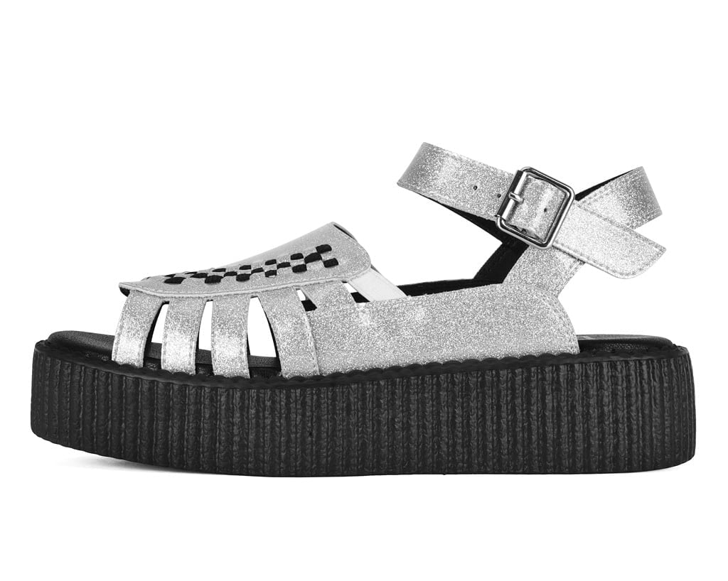 Silver Vinyl Glitter Interlace Viva Mondo Sandal - T.U.K.V3491L-05