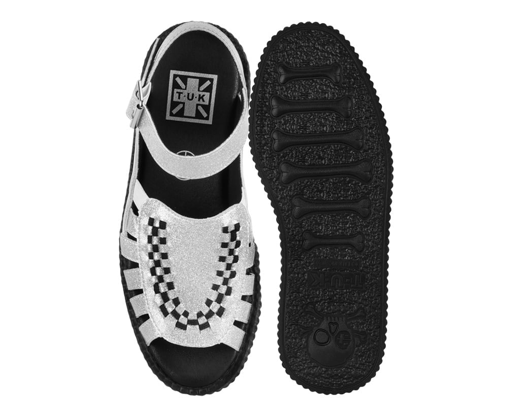 Silver Vinyl Glitter Interlace Viva Mondo Sandal - T.U.K.V3491L-05