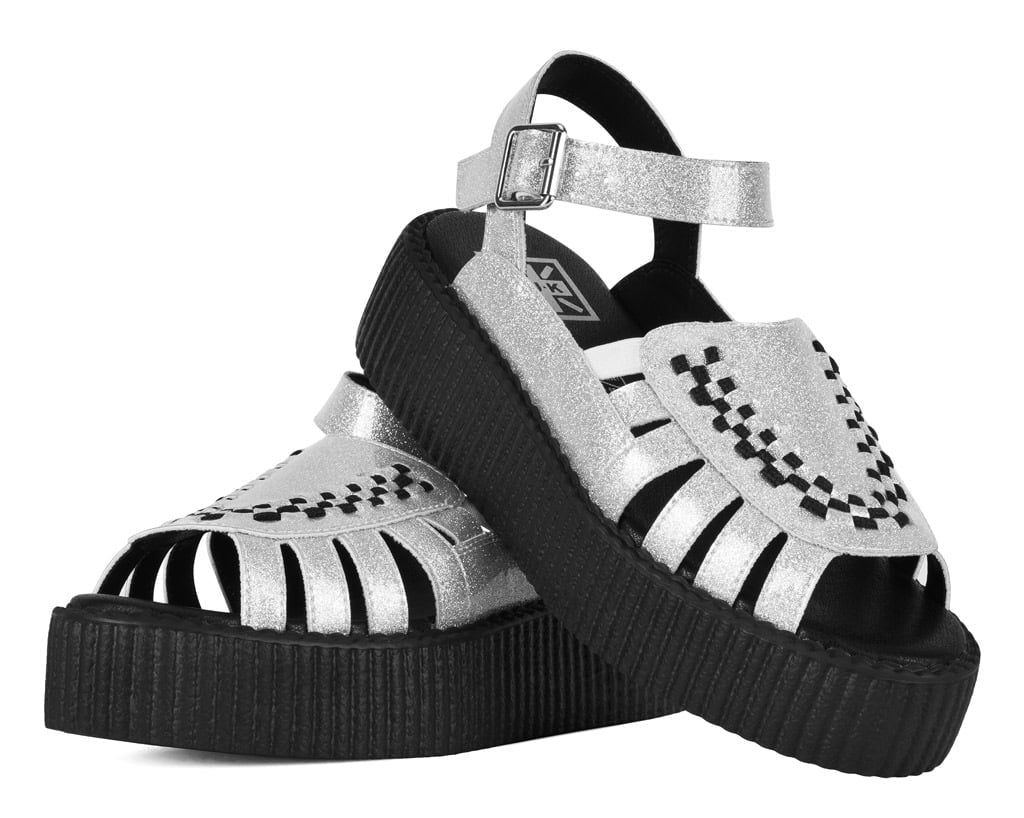 Silver Vinyl Glitter Interlace Viva Mondo Sandal - T.U.K.V3491L-05