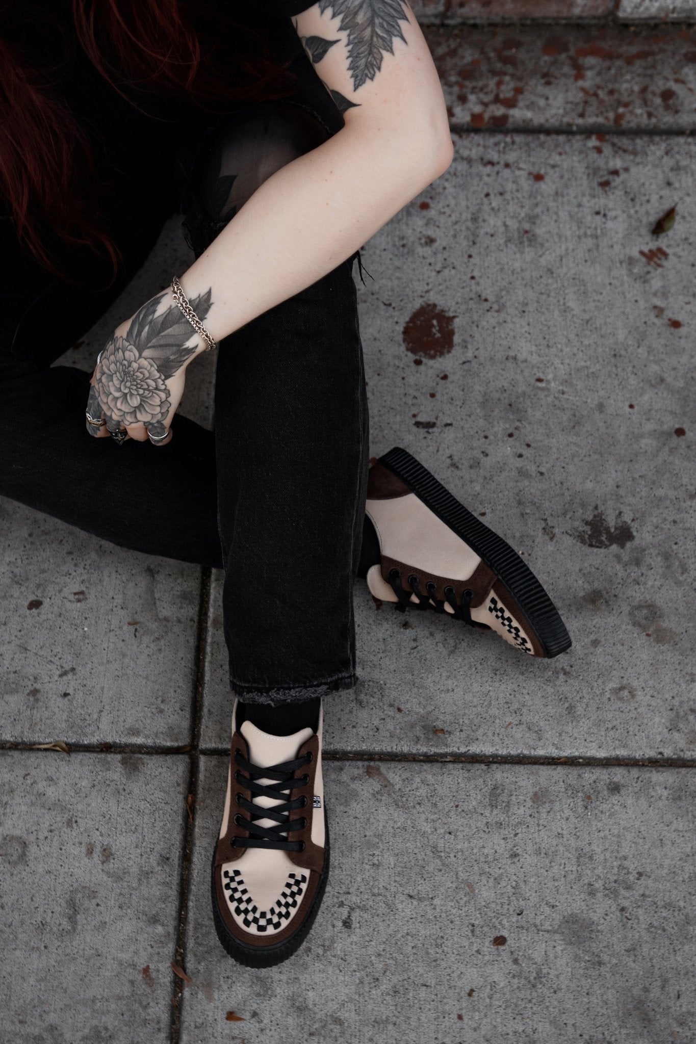 A3431 Tan & Brown Suede Lace-Up Creeper Sneaker