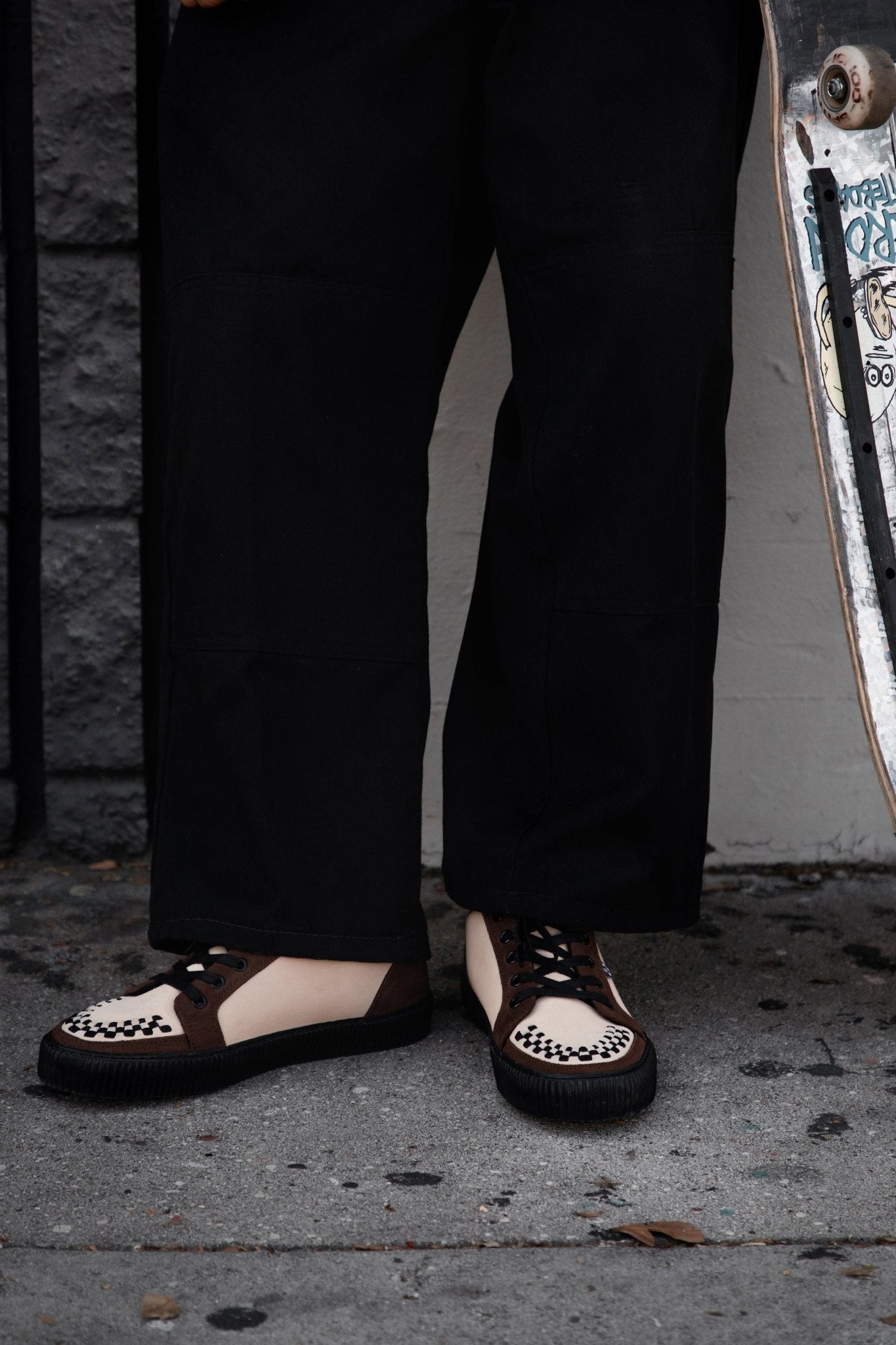 A3431 Tan & Brown Suede Lace-Up Creeper Sneaker