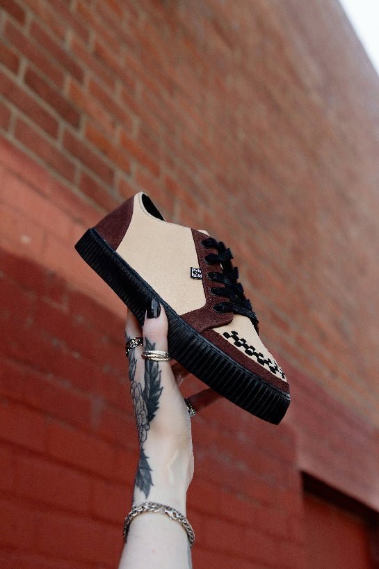 A3431 Tan & Brown Suede Lace-Up Creeper Sneaker