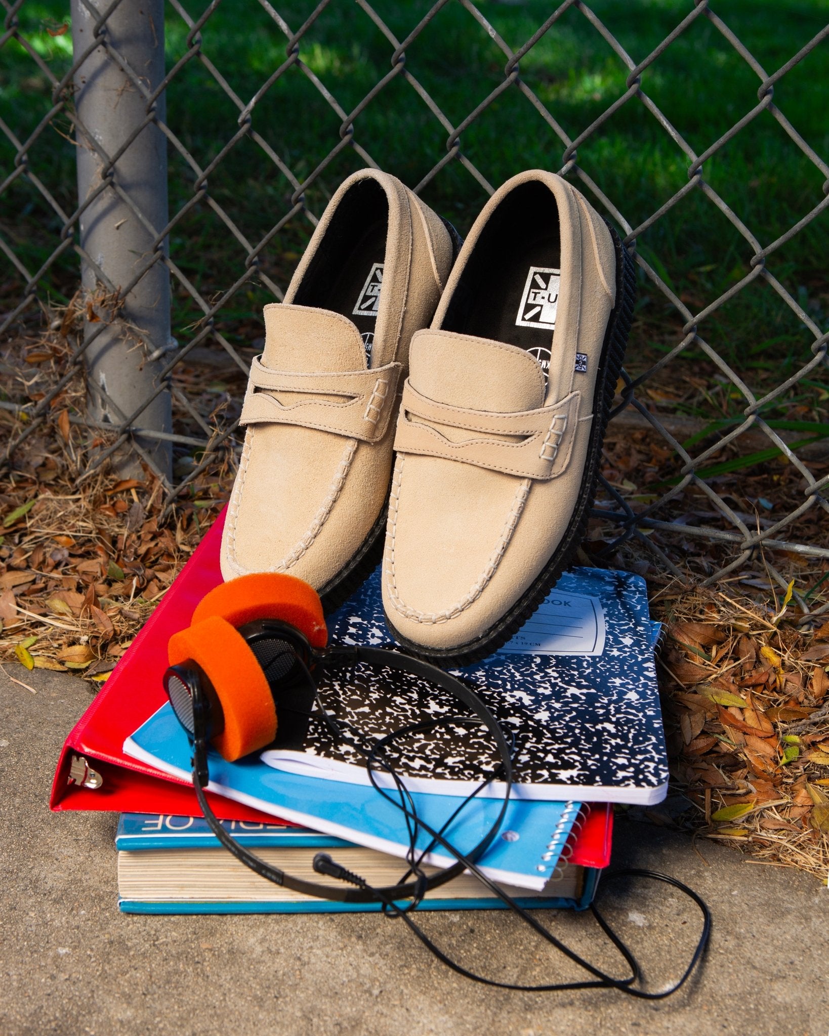 F3417 Tan Suede Penny Loafer Viva Low Creeper