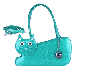 Teal Glitter Kitty Handbag - T.U.K.BG16-OS