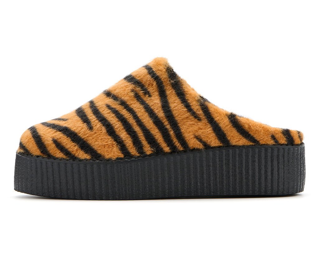 V3446L Tiger Stripe Faux Fur Creeper Mule