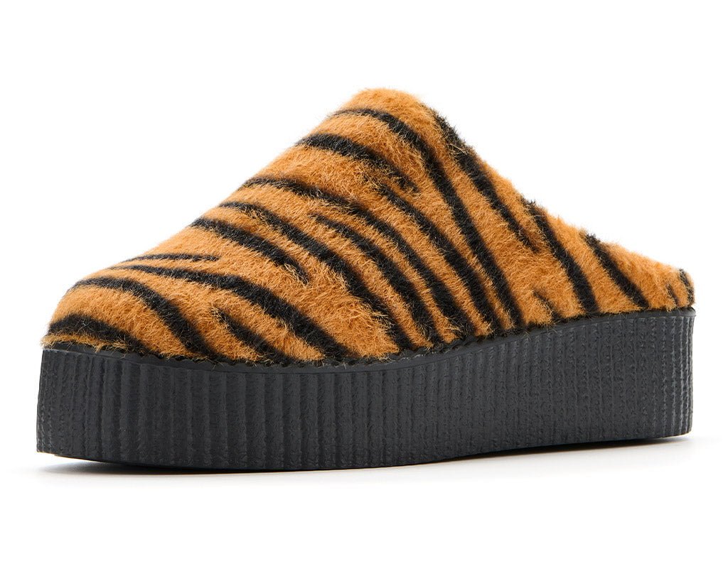 V3446L Tiger Stripe Faux Fur Creeper Mule