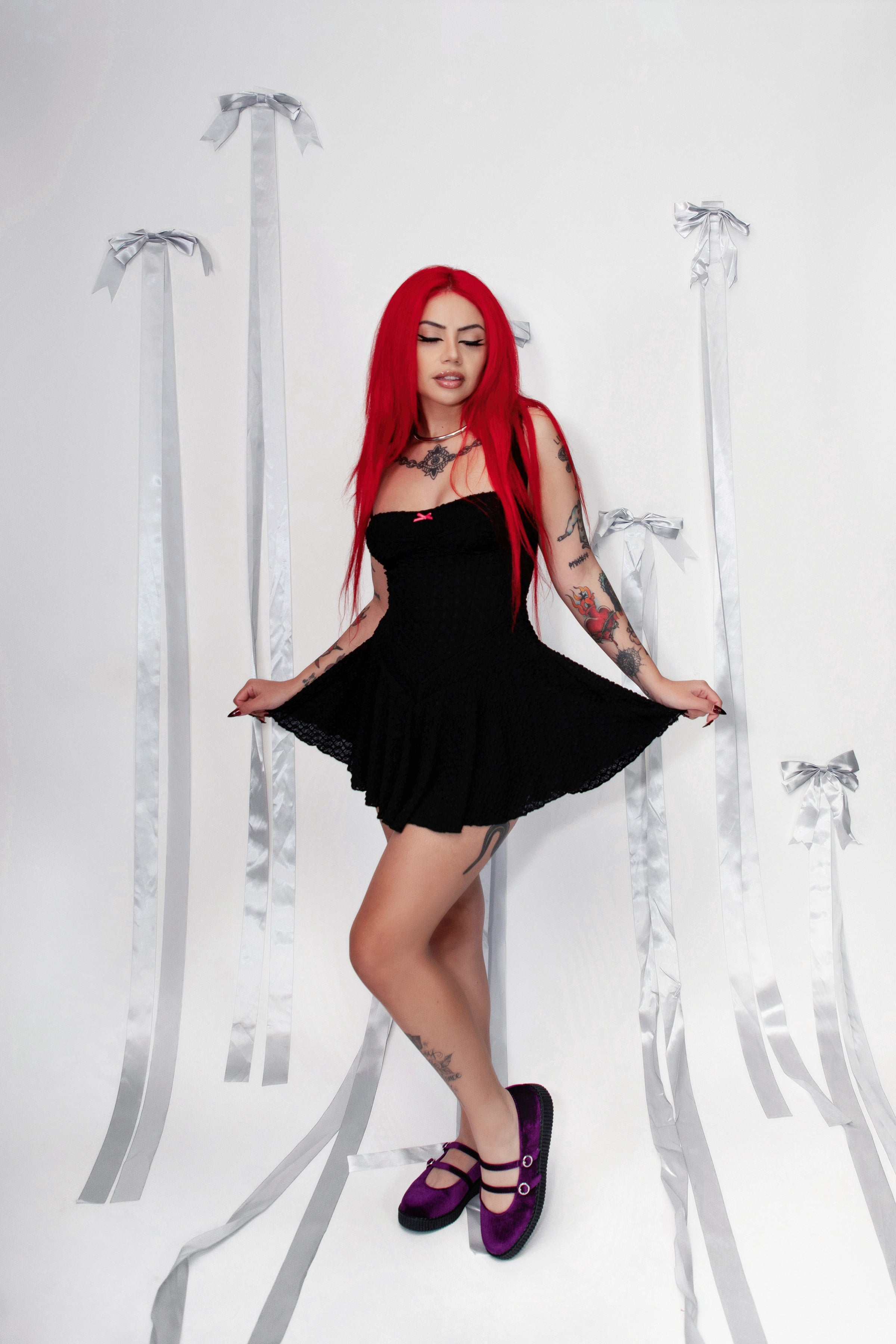 Purple Velvet 2-Strap Mary Jane