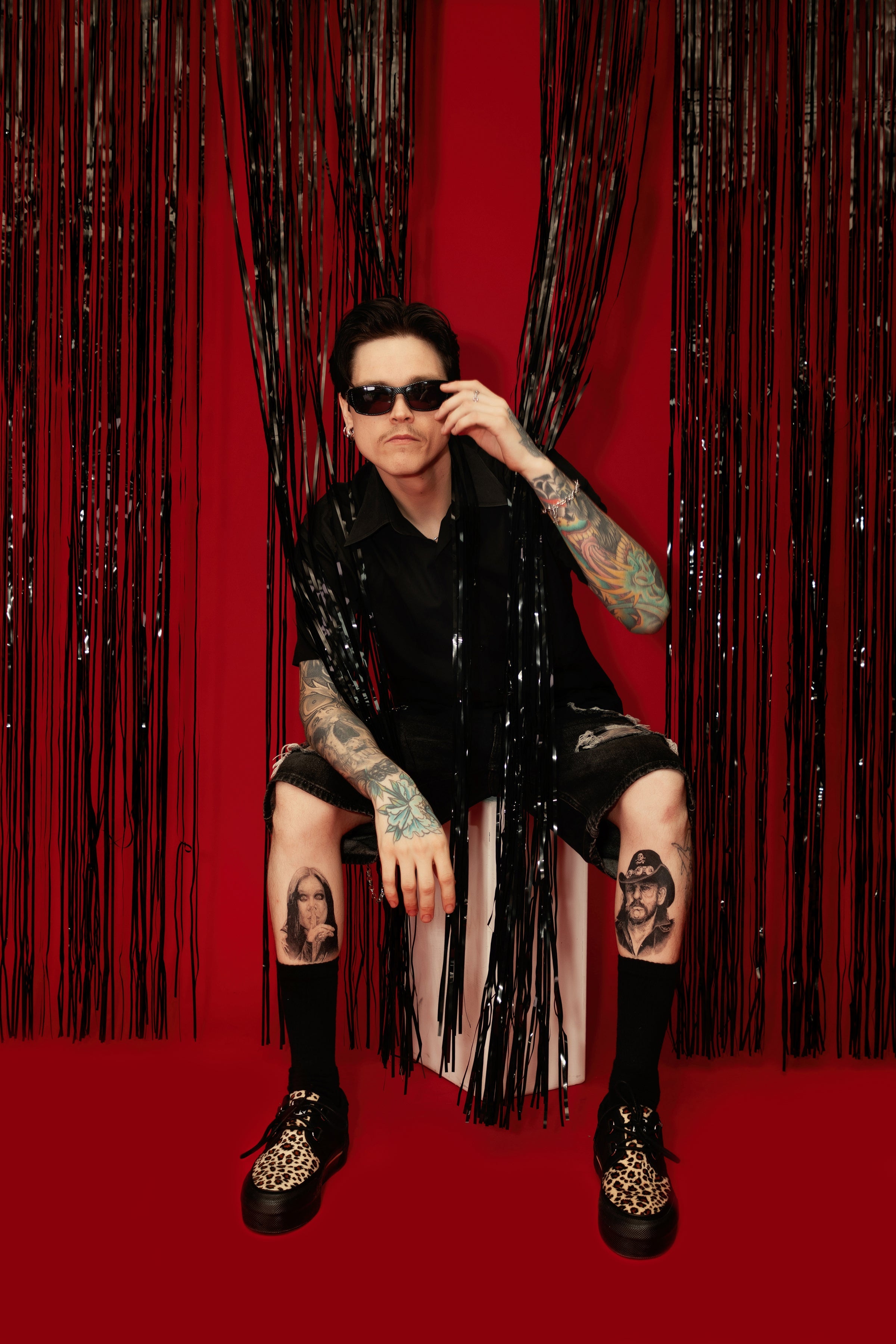 Black & Leopard Canvas Platform Creeper Sneaker