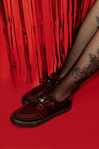 Burgundy Velvet D-Ring Interlace Sneaker