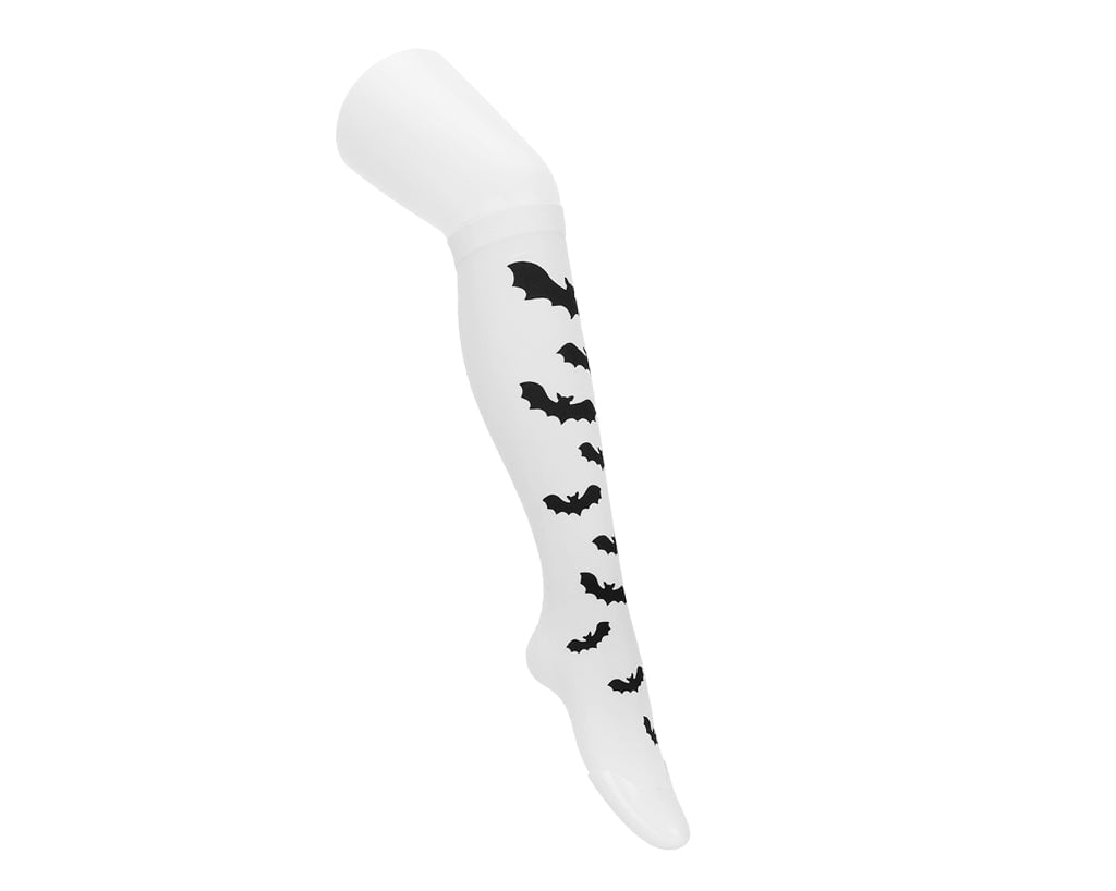 TSK1177 White Bat Thigh High Sock TSK1177-OS